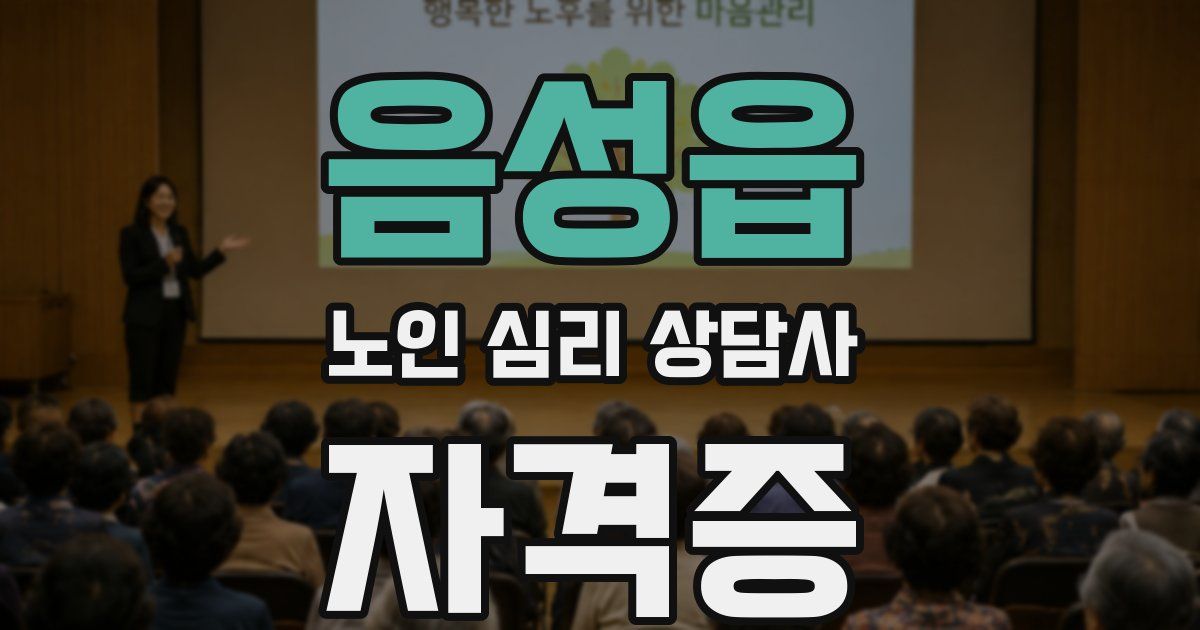 음성읍 노인 심리 상담사 자격증