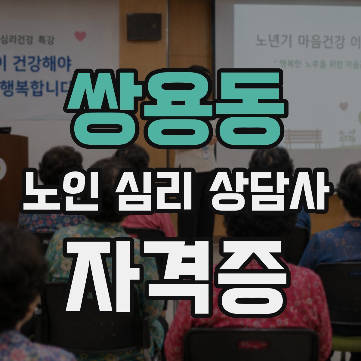 쌍용동 노인 심리 상담사 자격증