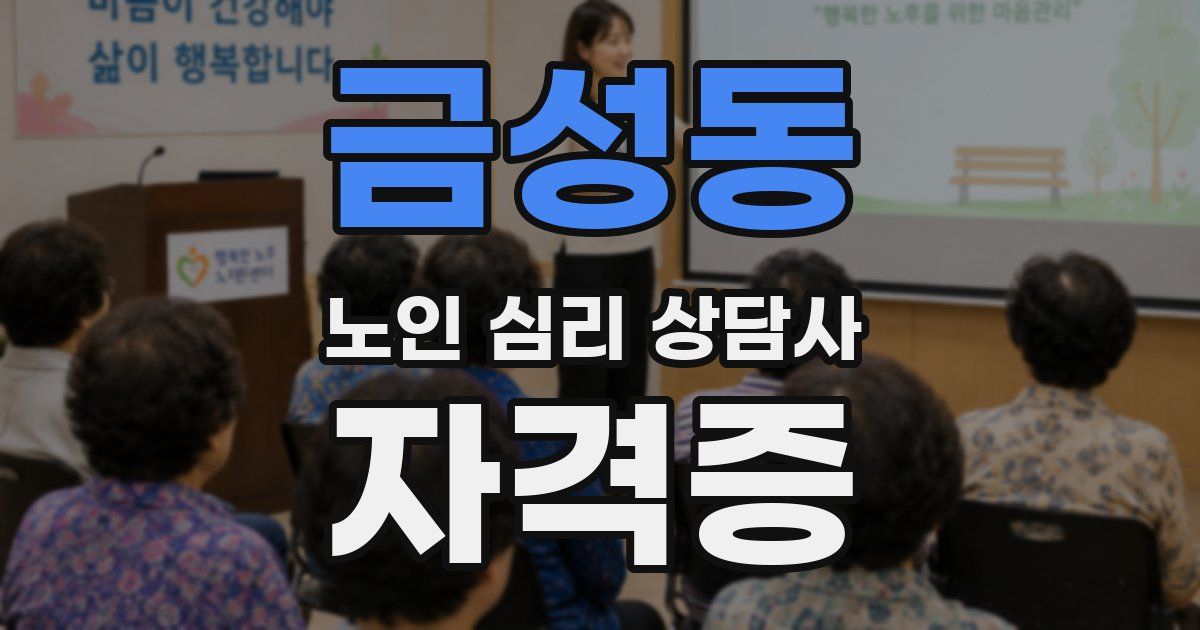 금성동 노인 심리 상담사 자격증