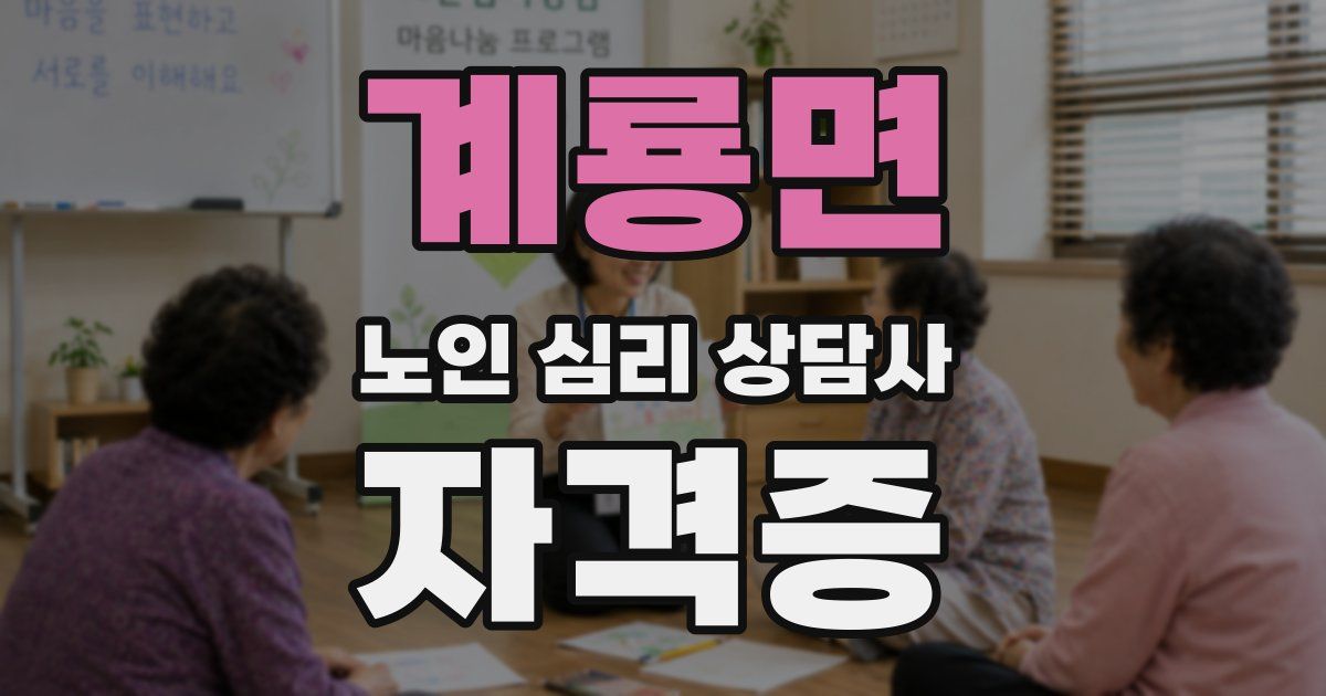 계룡면 노인 심리 상담사 자격증