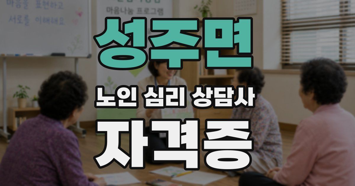 성주면 노인 심리 상담사 자격증