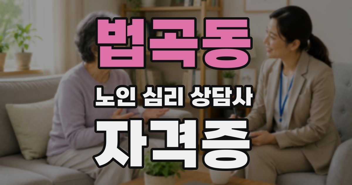 법곡동 노인 심리 상담사 자격증