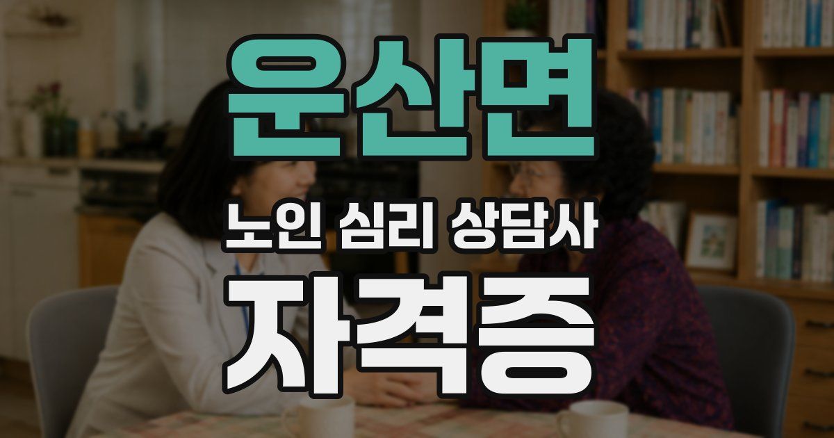 운산면 노인 심리 상담사 자격증