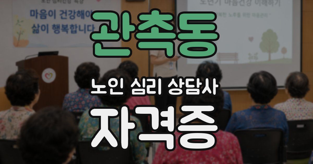 관촉동 노인 심리 상담사 자격증