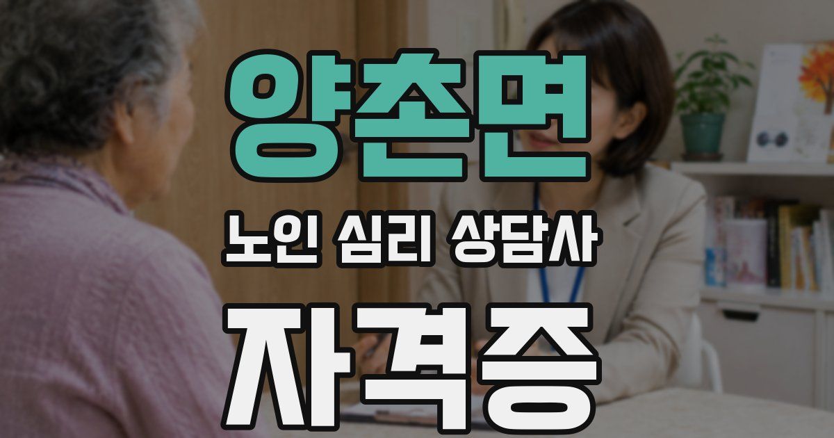 양촌면 노인 심리 상담사 자격증