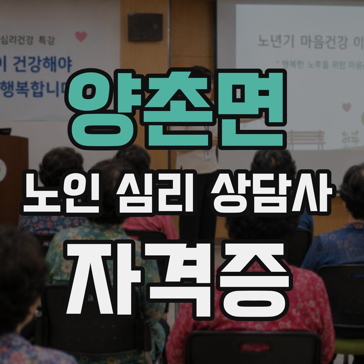양촌면 노인 심리 상담사 자격증