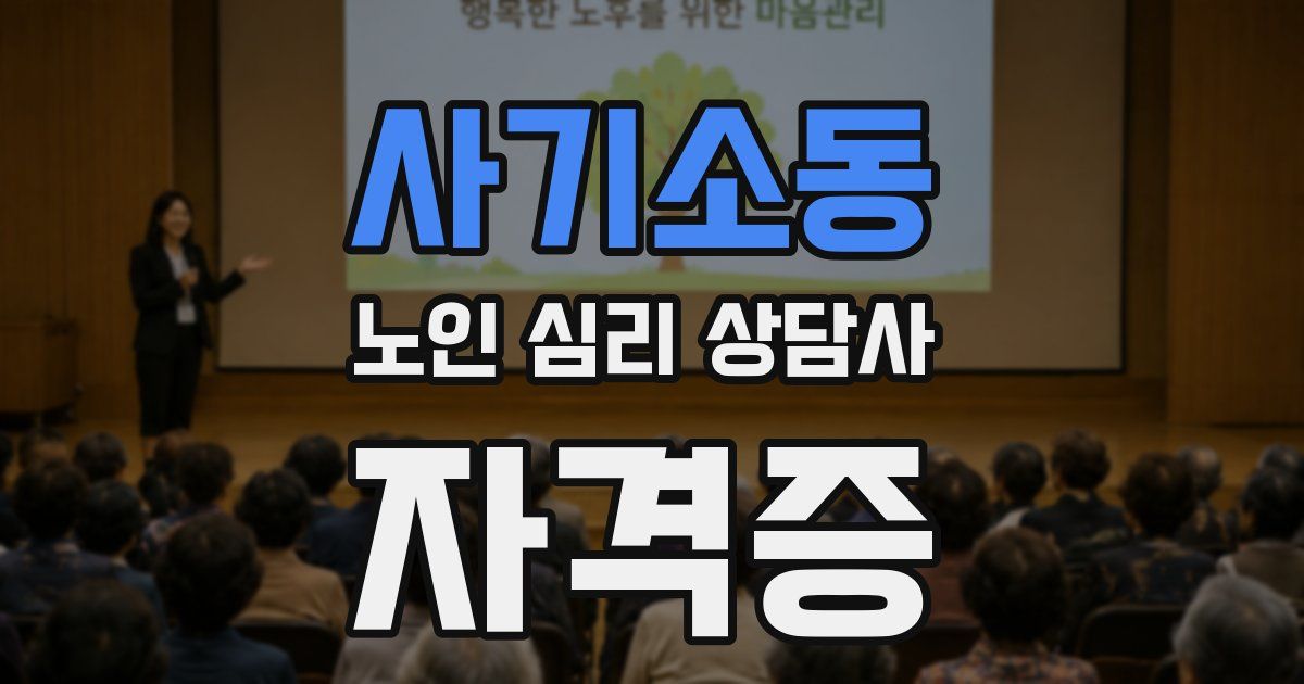 사기소동 노인 심리 상담사 자격증