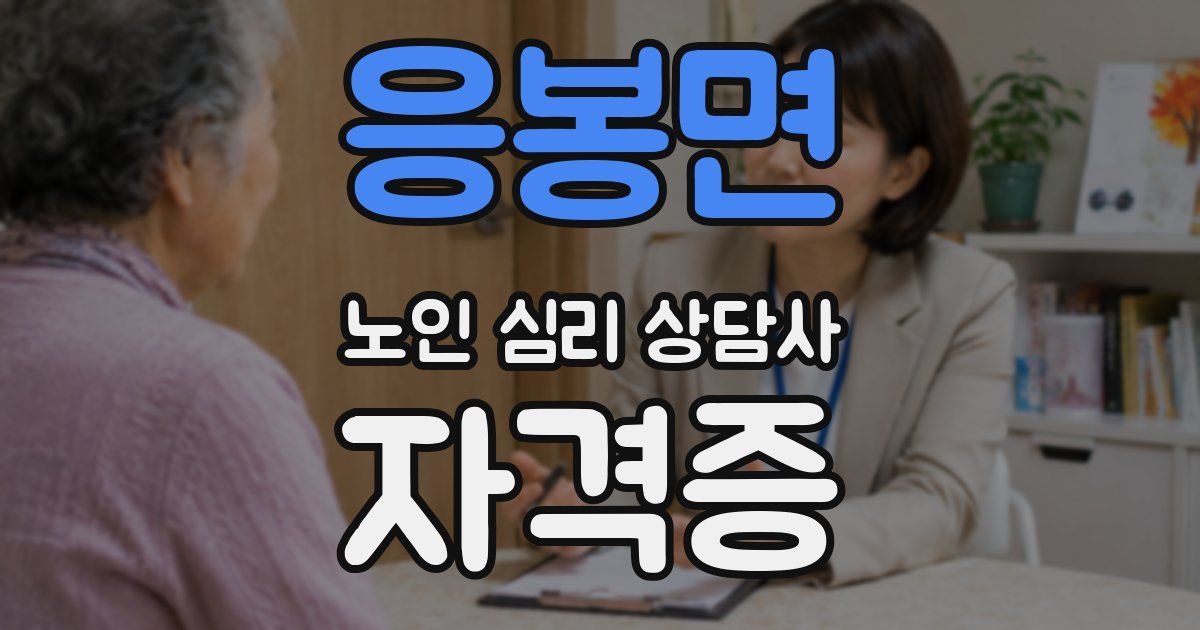 응봉면 노인 심리 상담사 자격증