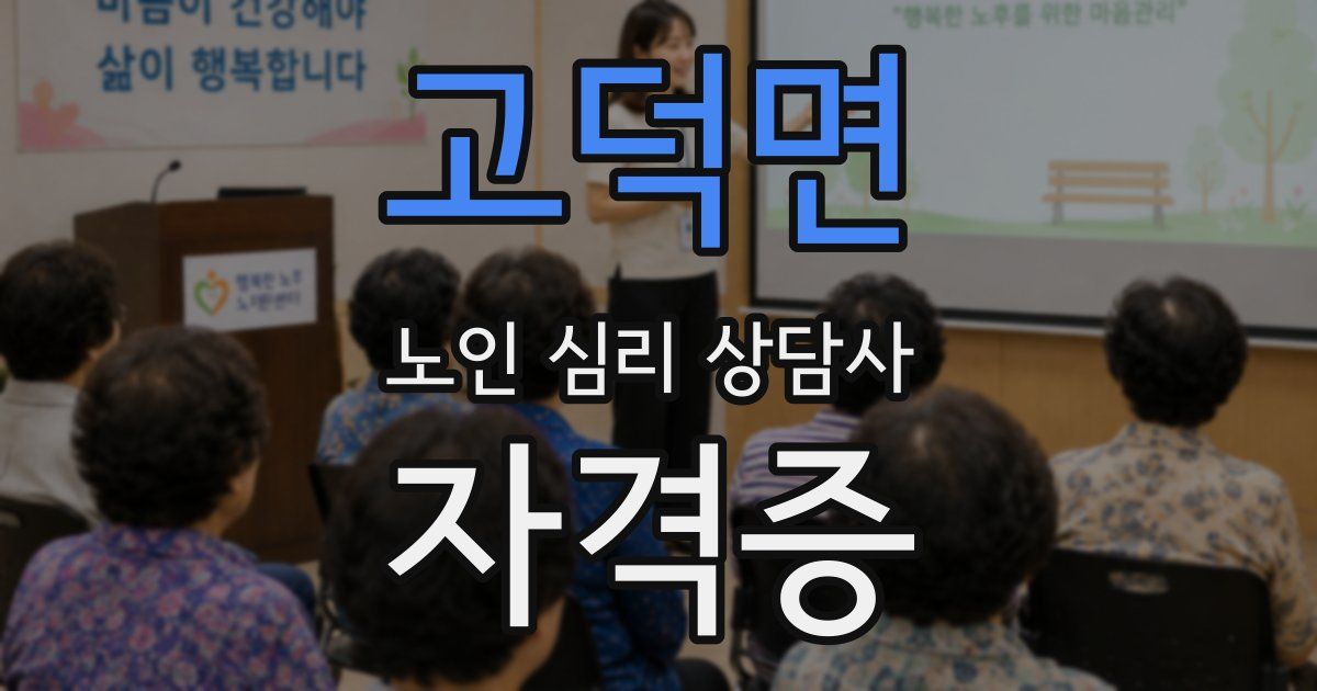 고덕면 노인 심리 상담사 자격증