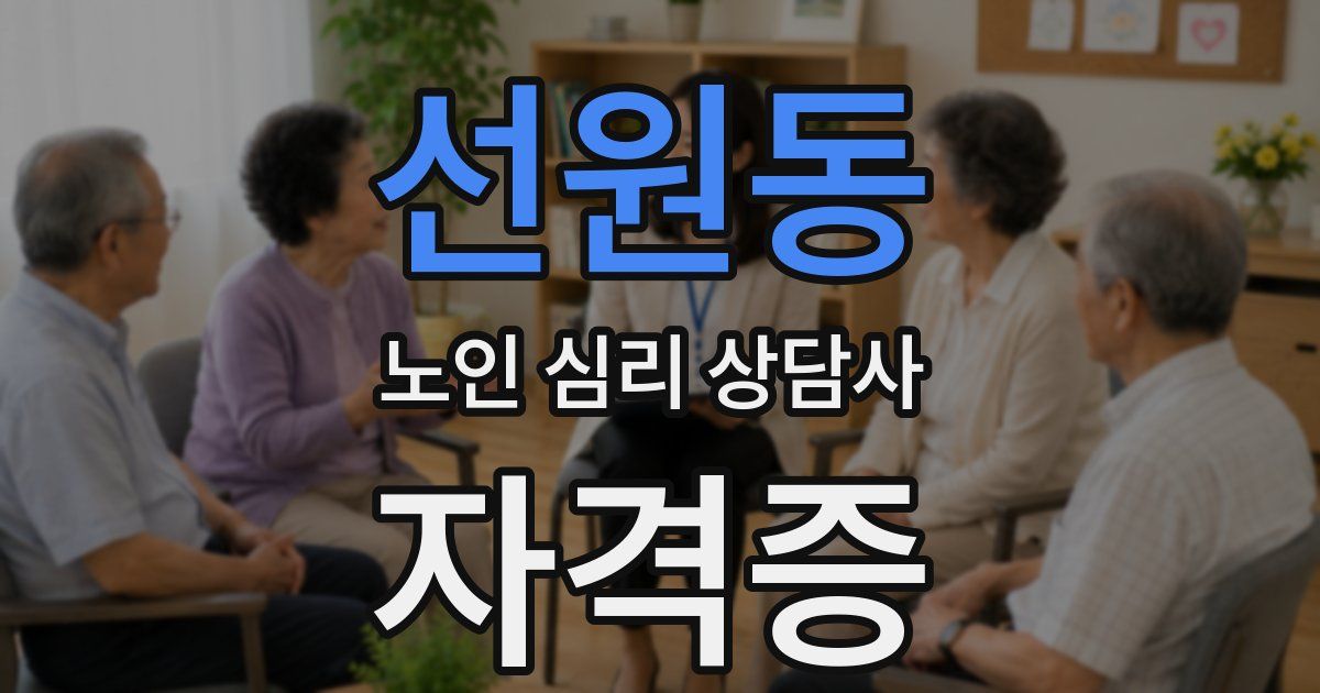 선원동 노인 심리 상담사 자격증