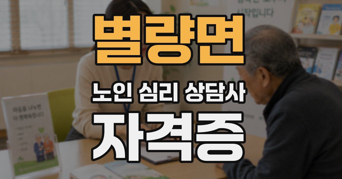 별량면 노인 심리 상담사 자격증