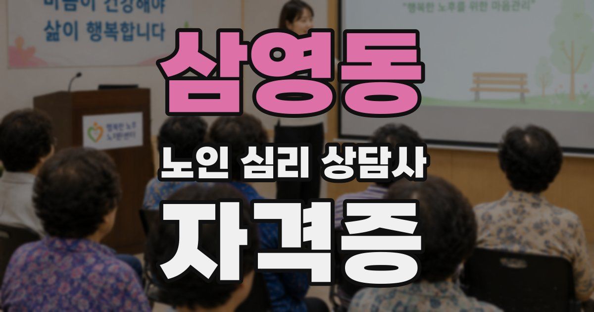삼영동 노인 심리 상담사 자격증