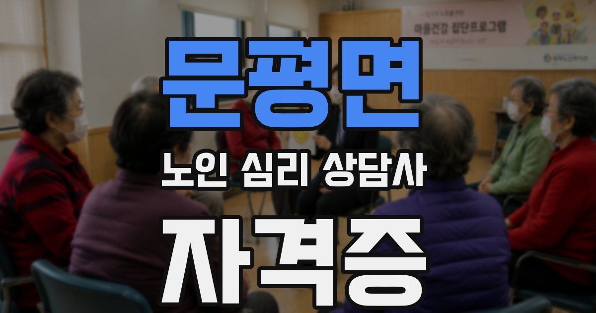 문평면 노인 심리 상담사 자격증