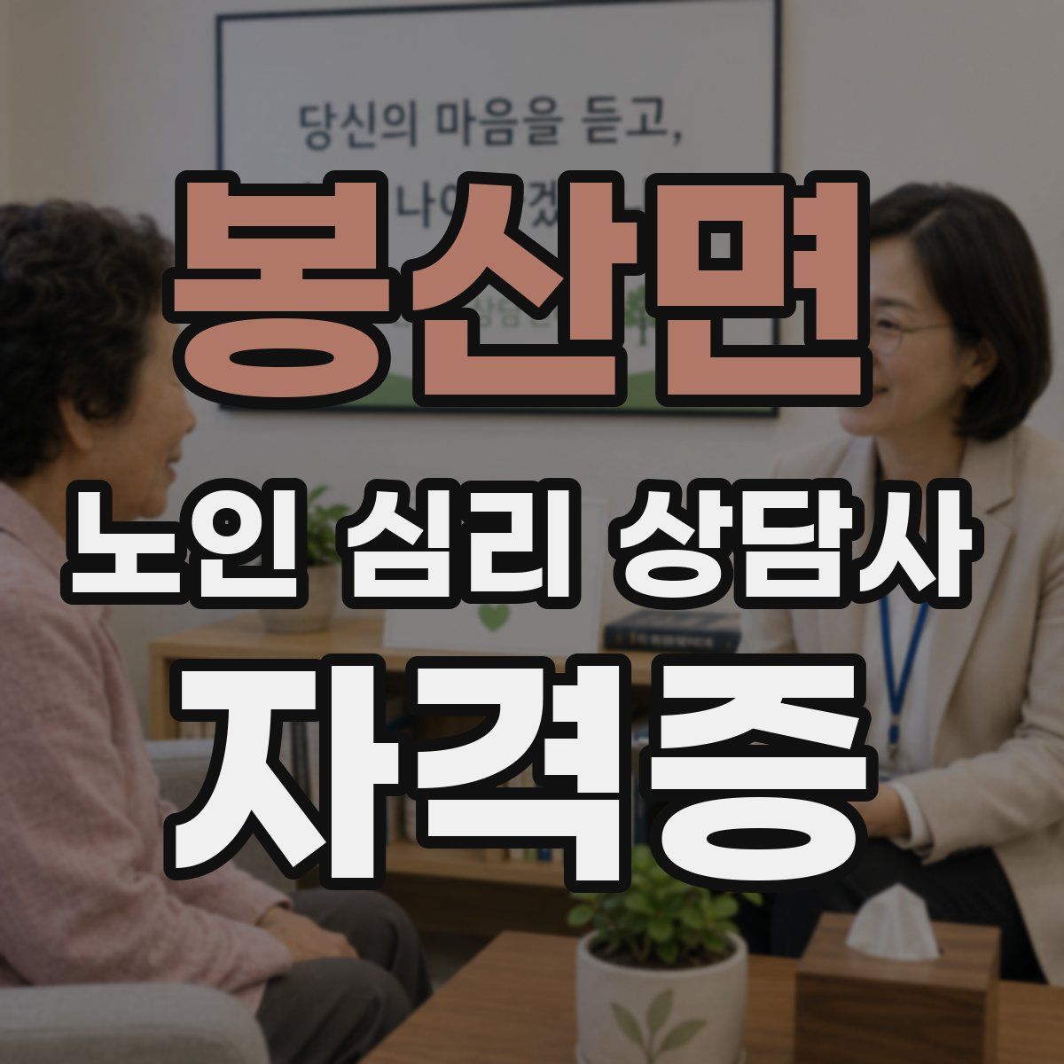 봉산면 노인 심리 상담사 자격증