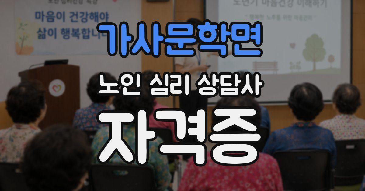 가사문학면 노인 심리 상담사 자격증