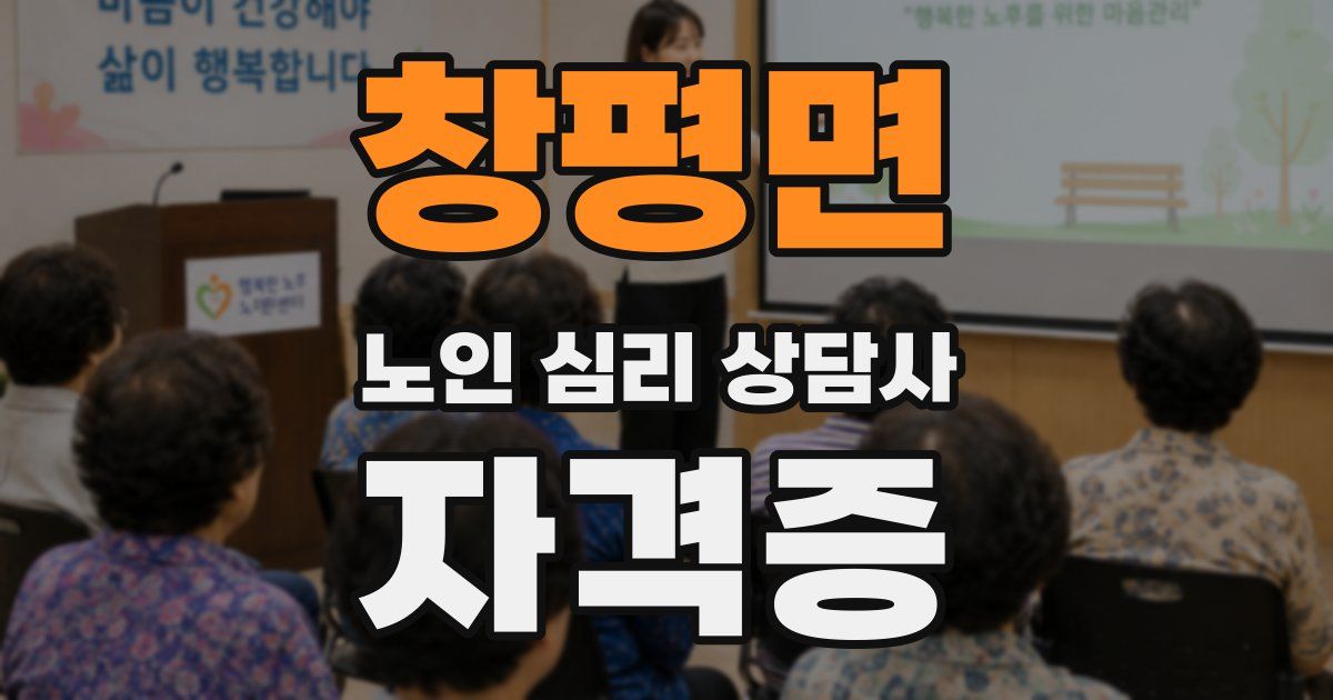 창평면 노인 심리 상담사 자격증