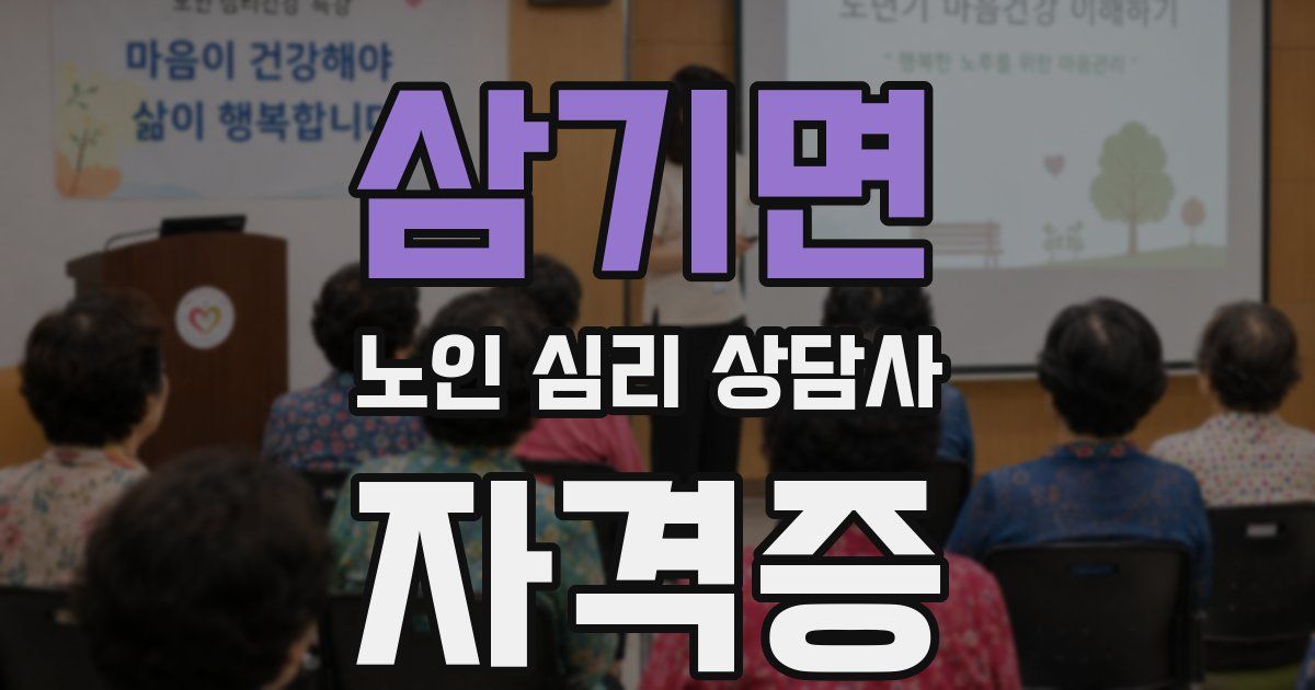 삼기면 노인 심리 상담사 자격증