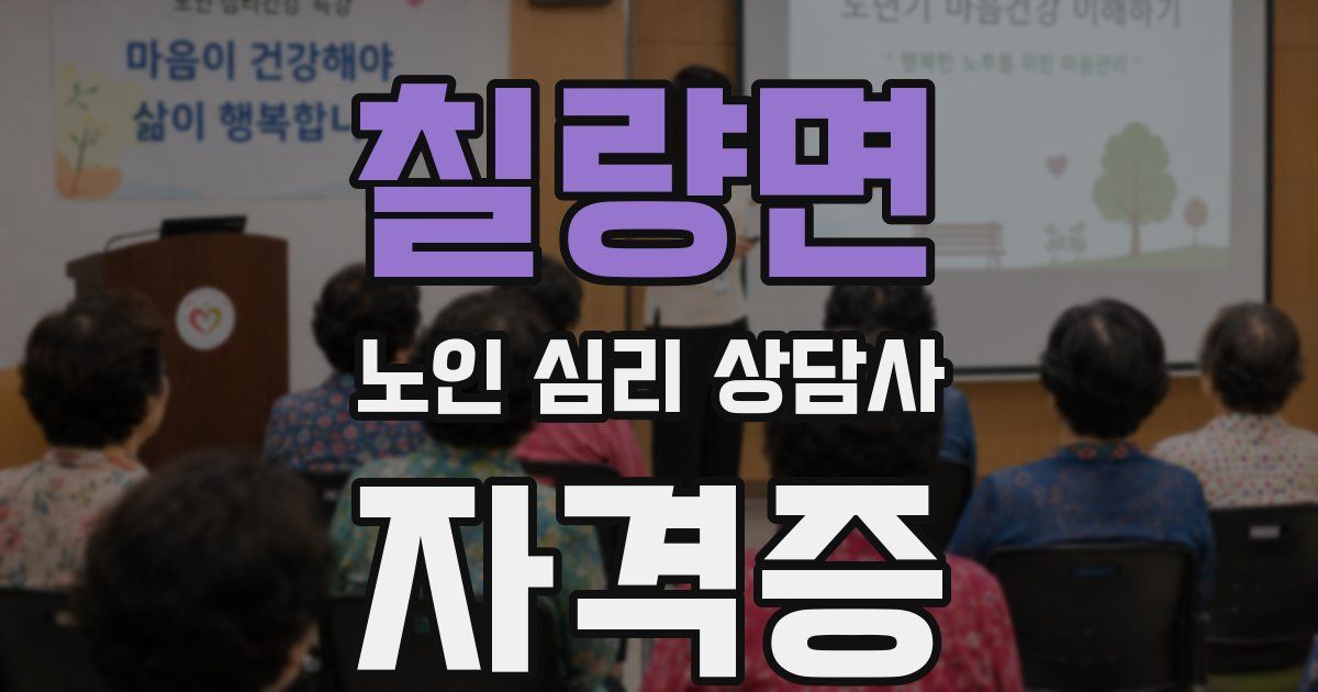 칠량면 노인 심리 상담사 자격증