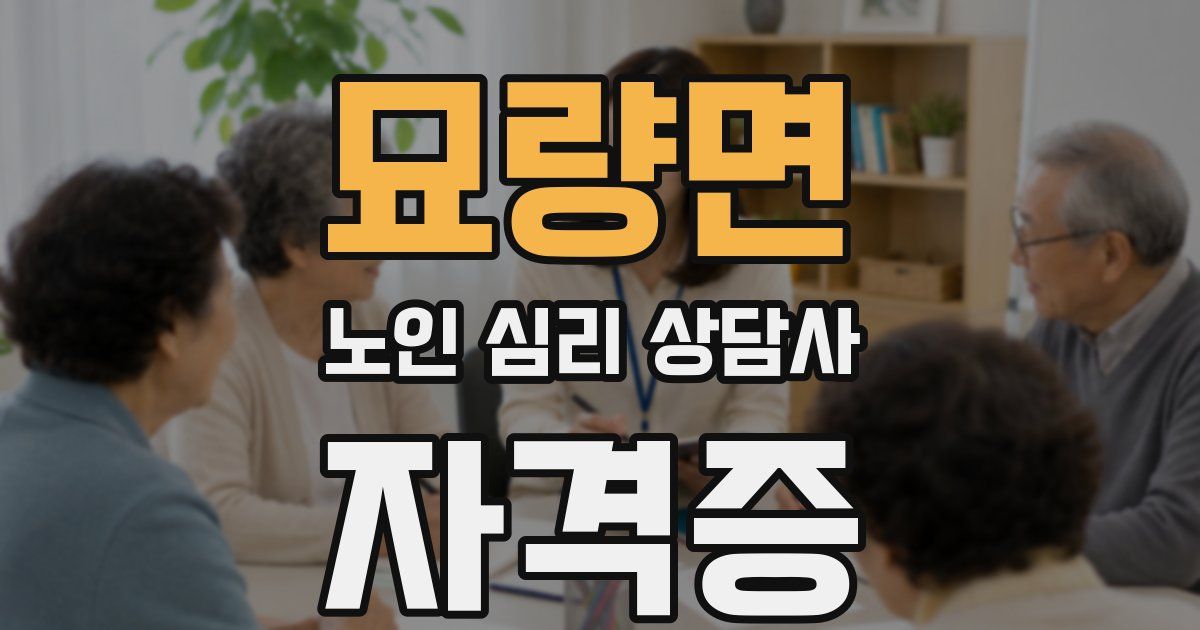 묘량면 노인 심리 상담사 자격증