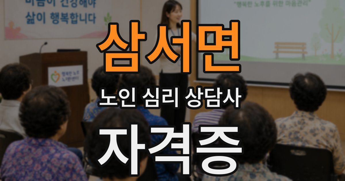 삼서면 노인 심리 상담사 자격증