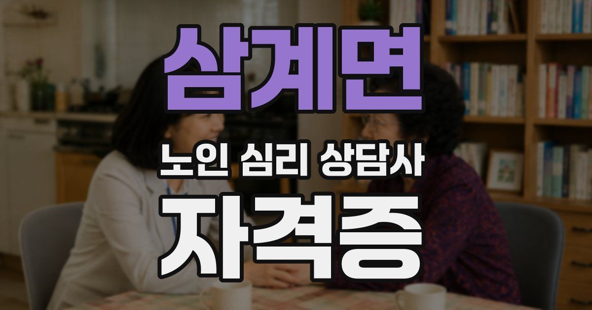 삼계면 노인 심리 상담사 자격증