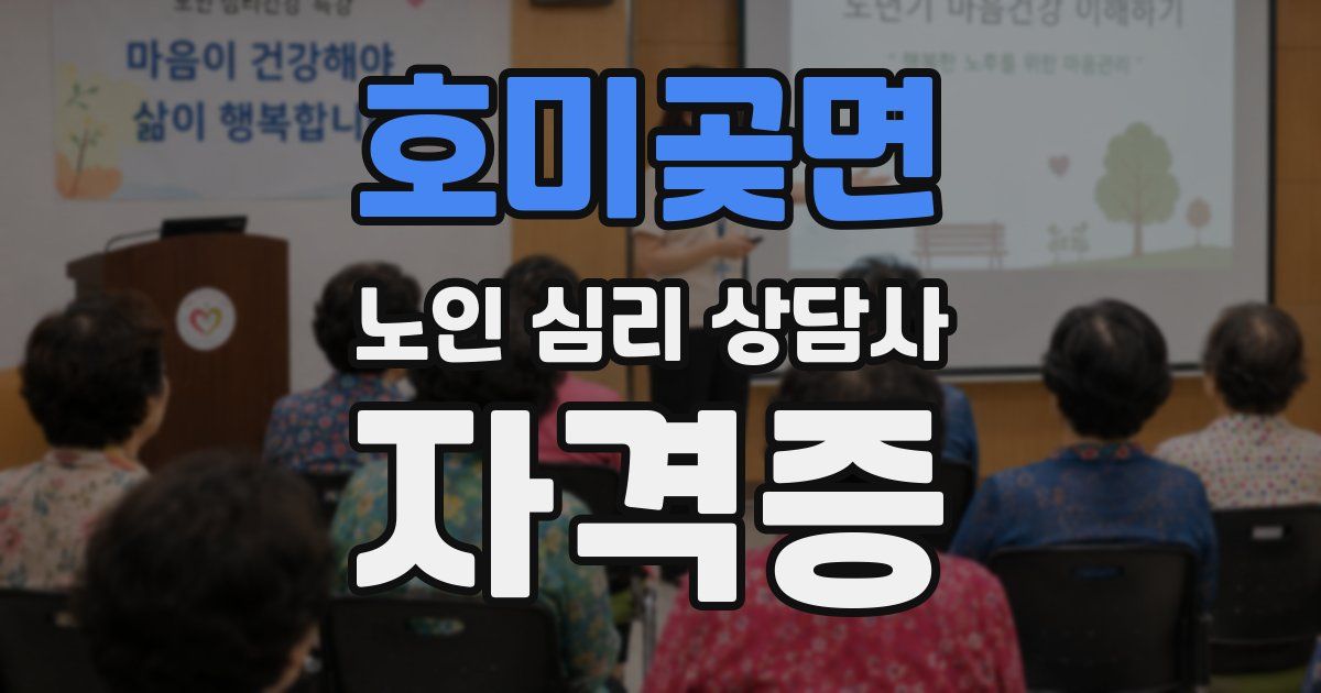 호미곶면 노인 심리 상담사 자격증