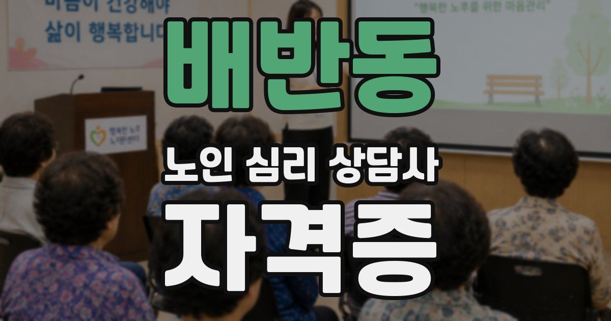 배반동 노인 심리 상담사 자격증