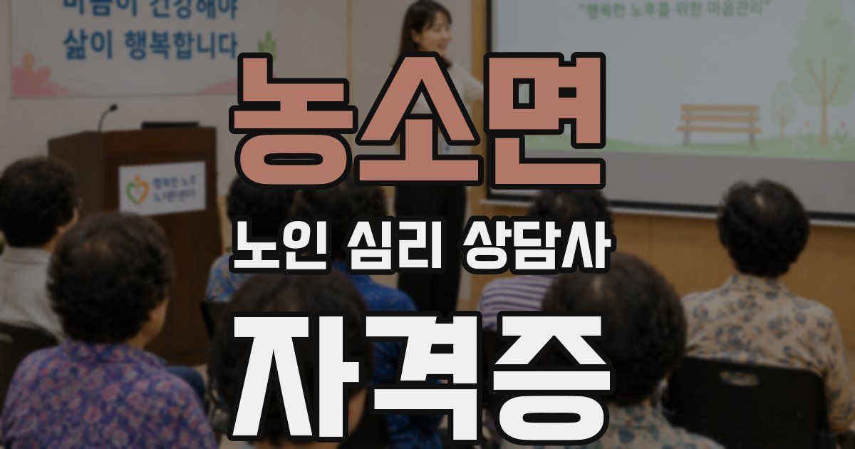 농소면 노인 심리 상담사 자격증