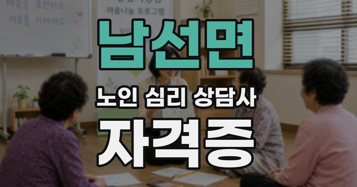 남선면 노인 심리 상담사 자격증