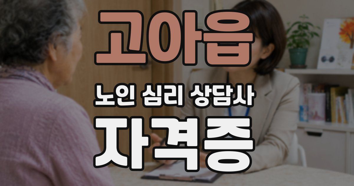 고아읍 노인 심리 상담사 자격증