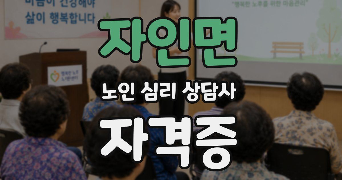 자인면 노인 심리 상담사 자격증