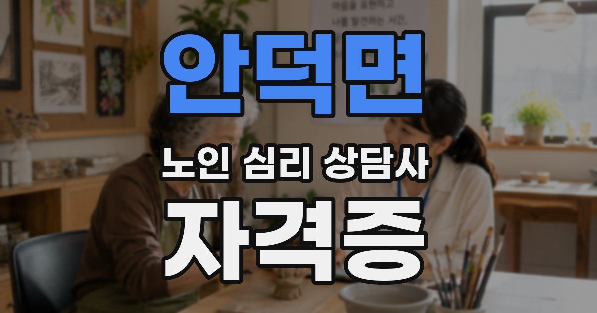 안덕면 노인 심리 상담사 자격증