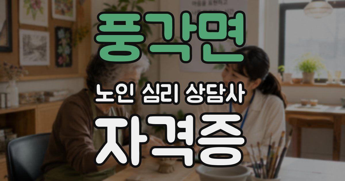 풍각면 노인 심리 상담사 자격증
