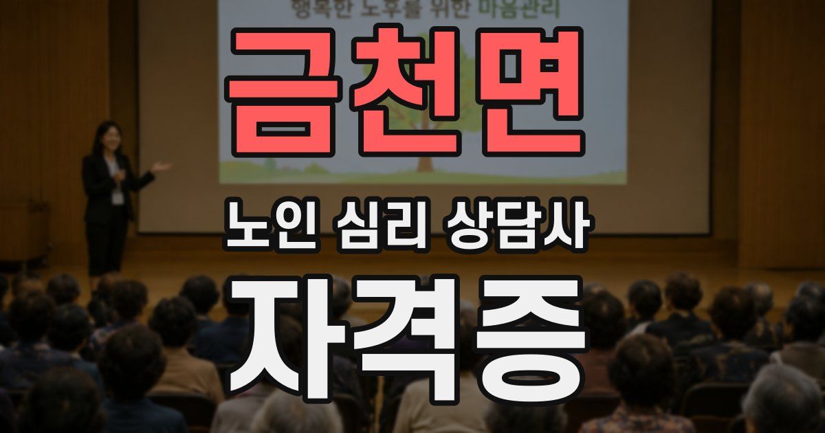 금천면 노인 심리 상담사 자격증