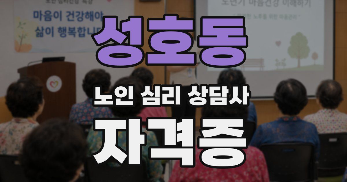 성호동 노인 심리 상담사 자격증