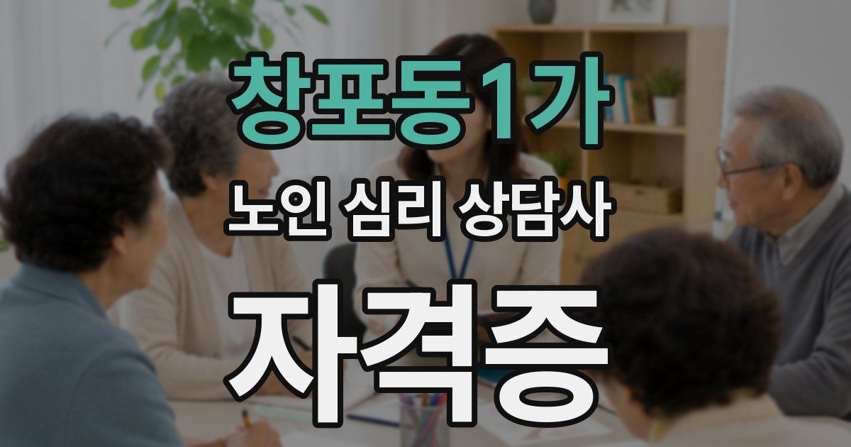 창포동1가 노인 심리 상담사 자격증