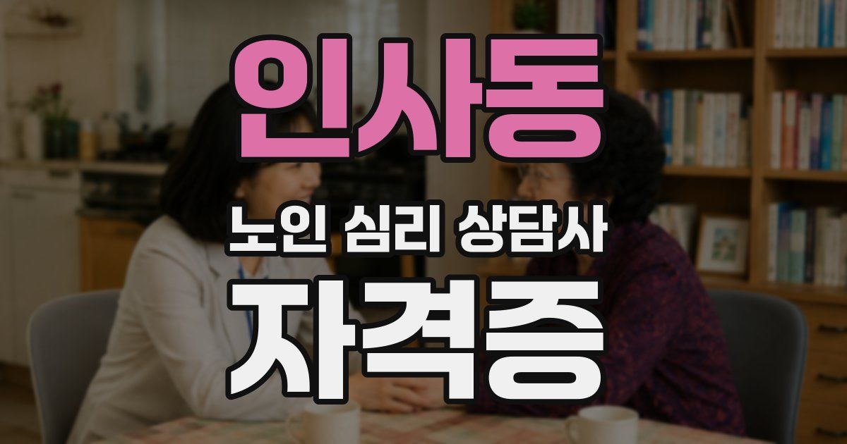 인사동 노인 심리 상담사 자격증