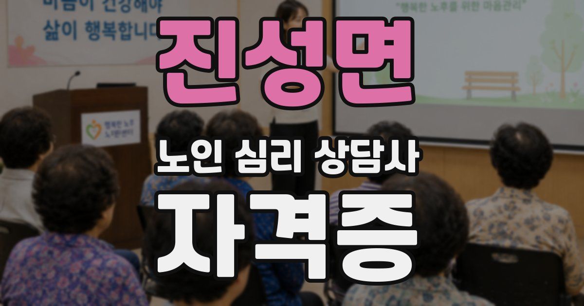 진성면 노인 심리 상담사 자격증