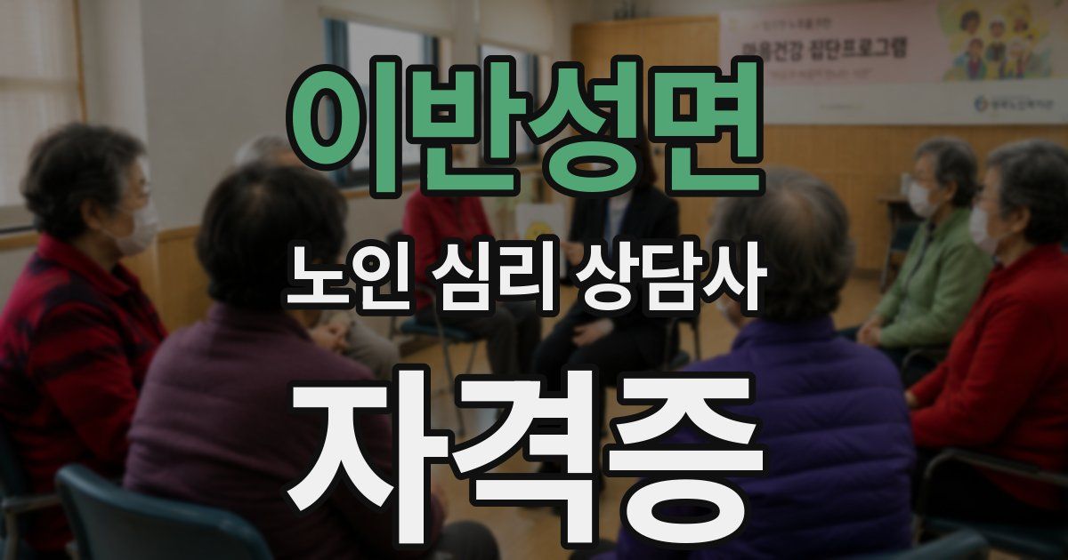 이반성면 노인 심리 상담사 자격증