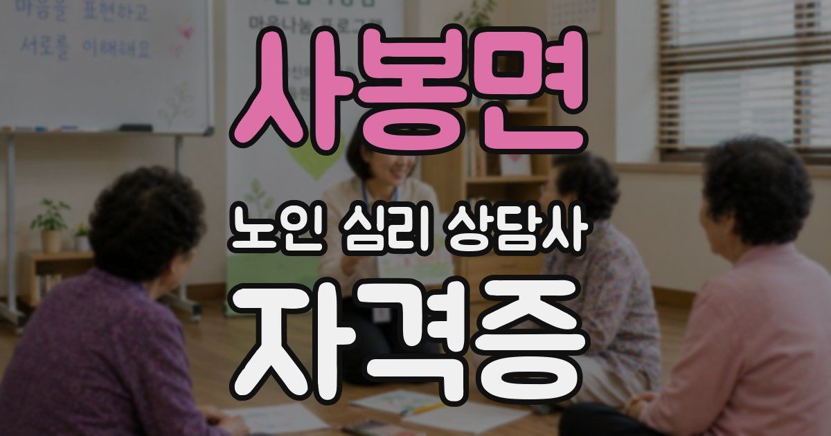 사봉면 노인 심리 상담사 자격증