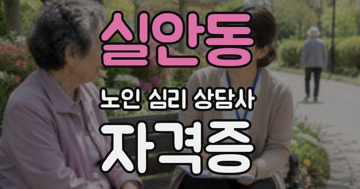 실안동 노인 심리 상담사 자격증