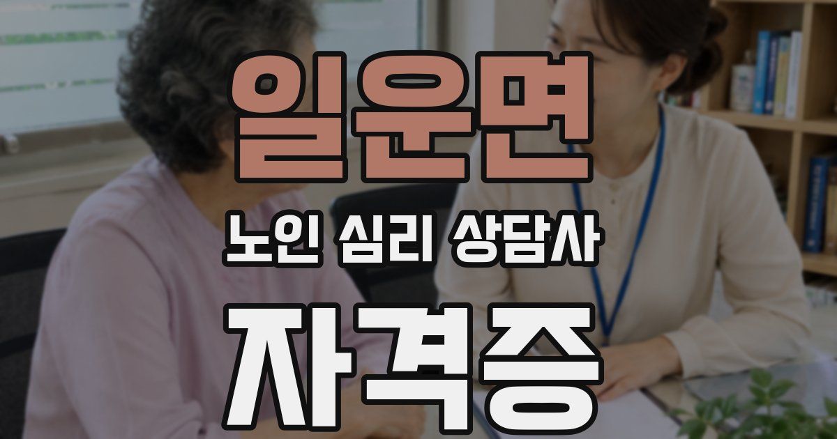 일운면 노인 심리 상담사 자격증