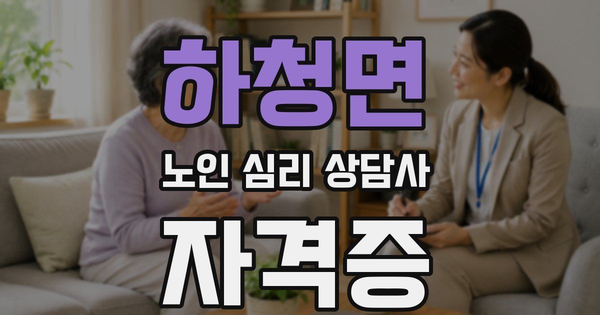 하청면 노인 심리 상담사 자격증
