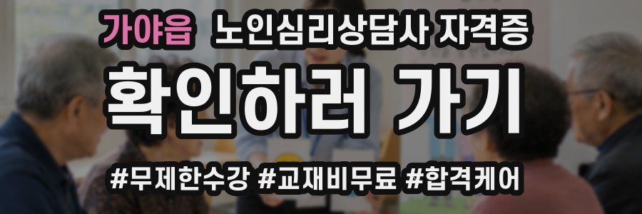 가야읍 노인 심리 상담사 자격증
