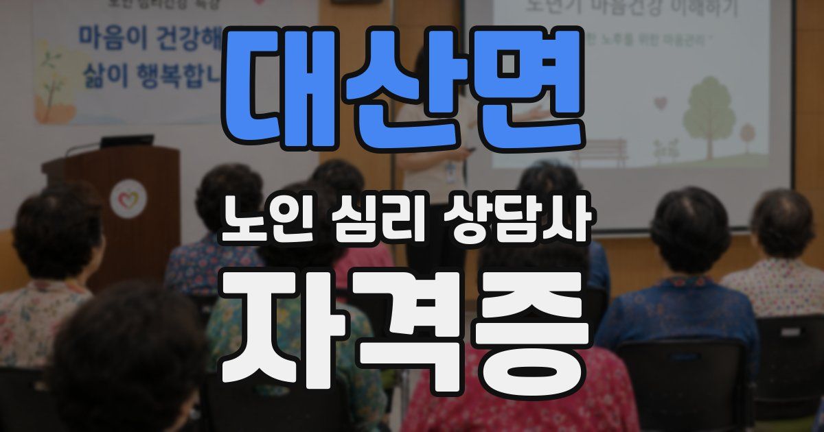 대산면 노인 심리 상담사 자격증