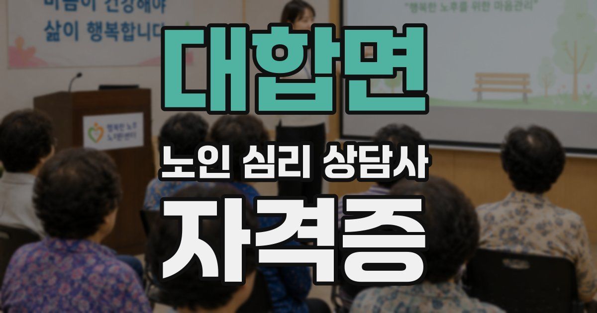 대합면 노인 심리 상담사 자격증