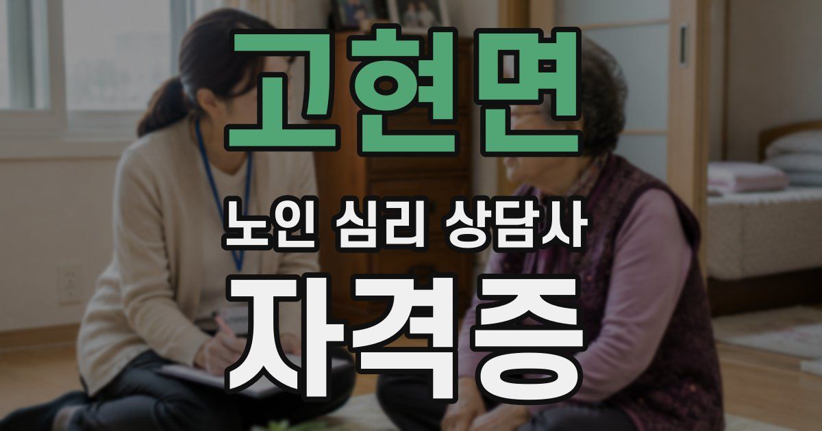 고현면 노인 심리 상담사 자격증