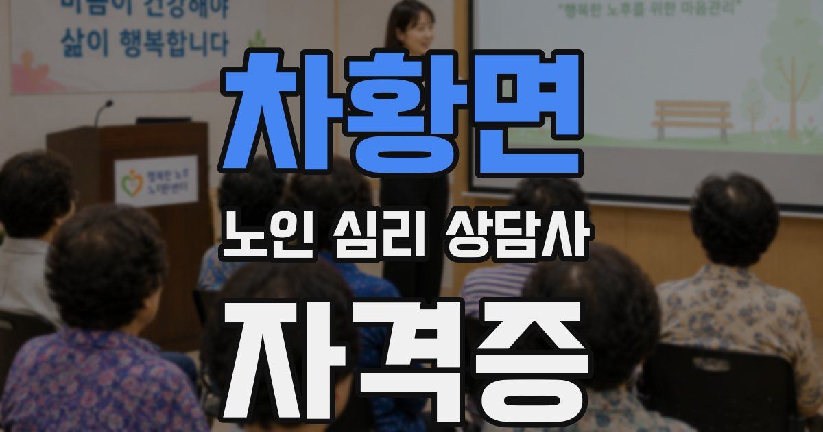 차황면 노인 심리 상담사 자격증