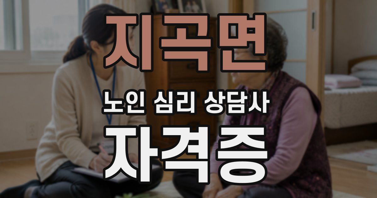 지곡면 노인 심리 상담사 자격증