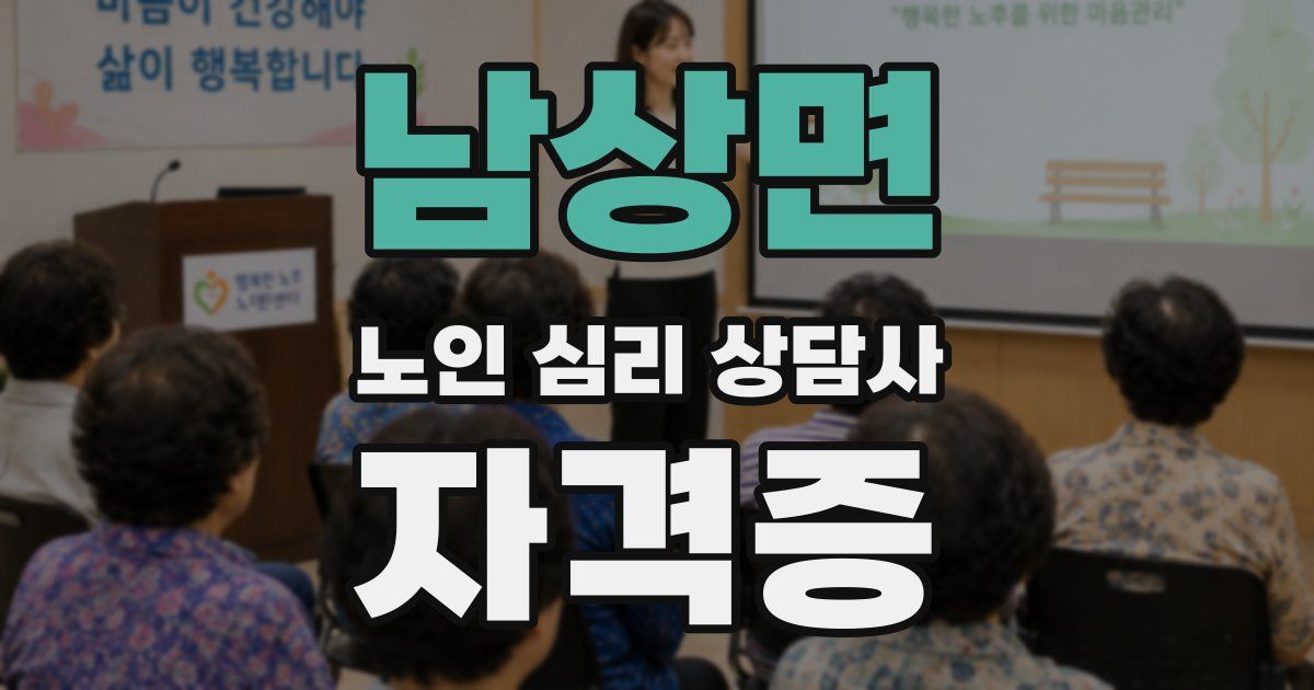 남상면 노인 심리 상담사 자격증